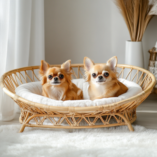 Pet bed, wicker dog bed, cat bed, American-style retro solid wood animal house furniture, Teddy Bichon Frise dog mattress
