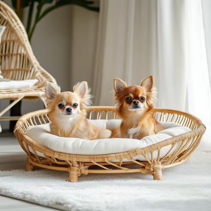Pet bed, wicker dog bed, cat bed, American-style retro solid wood animal house furniture, Teddy Bichon Frise dog mattress - Image 5