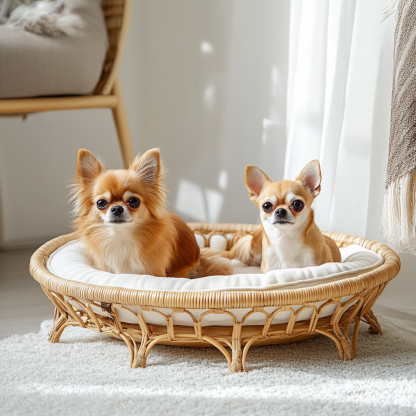 Pet bed, wicker dog bed, cat bed, American-style retro solid wood animal house furniture, Teddy Bichon Frise dog mattress - Image 4