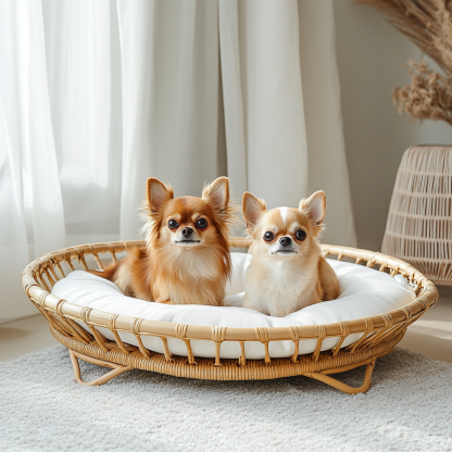 Pet bed, wicker dog bed, cat bed, American-style retro solid wood animal house furniture, Teddy Bichon Frise dog mattress - Image 8