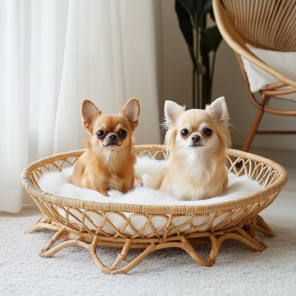 Pet bed, wicker dog bed, cat bed, American-style retro solid wood animal house furniture, Teddy Bichon Frise dog mattress - Image 4