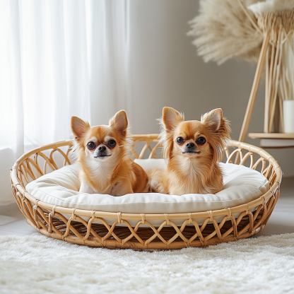 Pet bed, wicker dog bed, cat bed, American-style retro solid wood animal house furniture, Teddy Bichon Frise dog mattress - Image 2