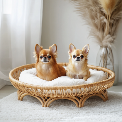 Pet bed, wicker dog bed, cat bed, American-style retro solid wood animal house furniture, Teddy Bichon Frise dog mattress - Image 3