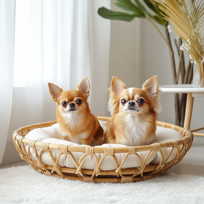 Pet bed, wicker dog bed, cat bed, American-style retro solid wood animal house furniture, Teddy Bichon Frise dog mattress - Image 2