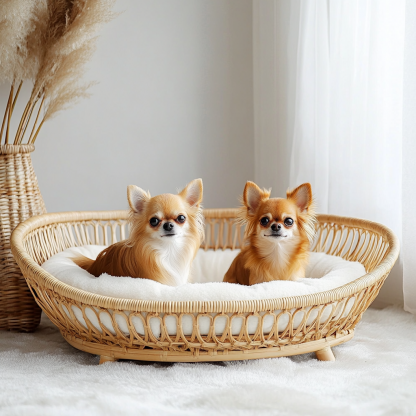 Pet bed, wicker dog bed, cat bed, American-style retro solid wood animal house furniture, Teddy Bichon Frise dog mattress - Image 9