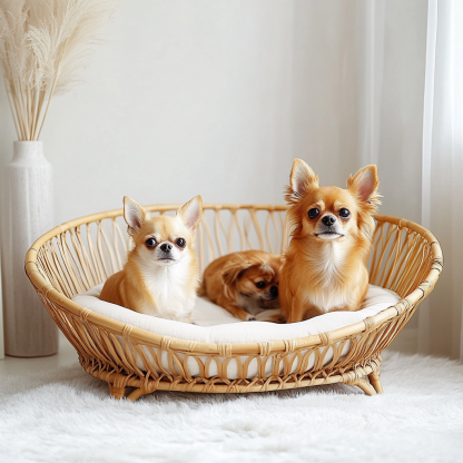 Pet bed, wicker dog bed, cat bed, American-style retro solid wood animal house furniture, Teddy Bichon Frise dog mattress - Image 7