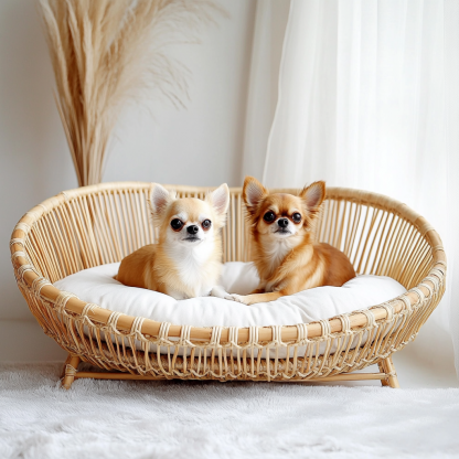 Pet bed, wicker dog bed, cat bed, American-style retro solid wood animal house furniture, Teddy Bichon Frise dog mattress - Image 6