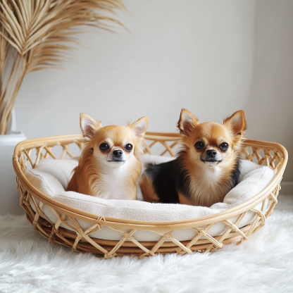 Pet bed, wicker dog bed, cat bed, American-style retro solid wood animal house furniture, Teddy Bichon Frise dog mattress - Image 9