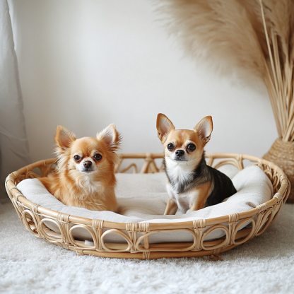 Pet bed, wicker dog bed, cat bed, American-style retro solid wood animal house furniture, Teddy Bichon Frise dog mattress - Image 8