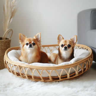 Pet bed, wicker dog bed, cat bed, American-style retro solid wood animal house furniture, Teddy Bichon Frise dog mattress