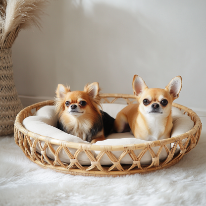 Pet bed, wicker dog bed, cat bed, American-style retro solid wood animal house furniture, Teddy Bichon Frise dog mattress - Image 6