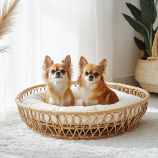 Pet bed, wicker dog bed, cat bed, American-style retro solid wood animal house furniture, Teddy Bichon Frise dog mattress
