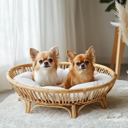 Pet bed, wicker dog bed, cat bed, American-style retro solid wood animal house furniture, Teddy Bichon Frise dog mattress - Image 3