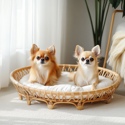 Pet bed, wicker dog bed, cat bed, American-style retro solid wood animal house furniture, Teddy Bichon Frise dog mattress - Image 5
