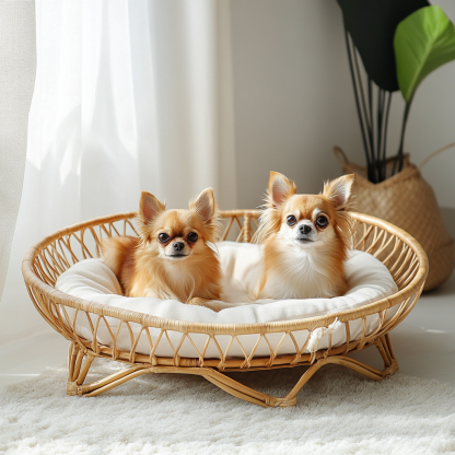 Pet bed, wicker dog bed, cat bed, American-style retro solid wood animal house furniture, Teddy Bichon Frise dog mattress - Image 4
