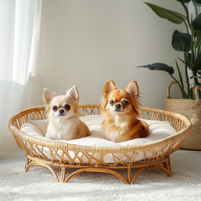 Pet bed, wicker dog bed, cat bed, American-style retro solid wood animal house furniture, Teddy Bichon Frise dog mattress - Image 3