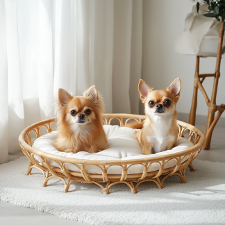 Pet bed, wicker dog bed, cat bed, American-style retro solid wood animal house furniture, Teddy Bichon Frise dog mattress