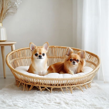 Pet bed, wicker dog bed, cat bed, American-style retro solid wood animal house furniture, Teddy Bichon Frise dog mattress - Image 4