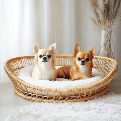 Pet bed, wicker dog bed, cat bed, American-style retro solid wood animal house furniture, Teddy Bichon Frise dog mattress - Image 5