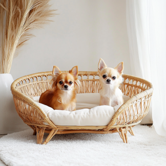 Pet bed, wicker dog bed, cat bed, American-style retro solid wood animal house furniture, Teddy Bichon Frise dog mattress