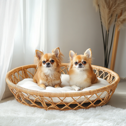 Pet bed, wicker dog bed, cat bed, American-style retro solid wood animal house furniture, Teddy Bichon Frise dog mattress - Image 5