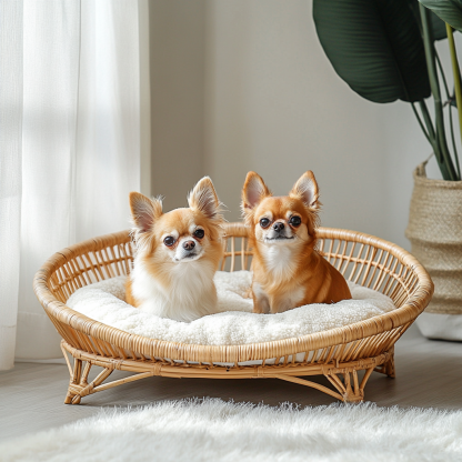 Pet bed, wicker dog bed, cat bed, American-style retro solid wood animal house furniture, Teddy Bichon Frise dog mattress - Image 4