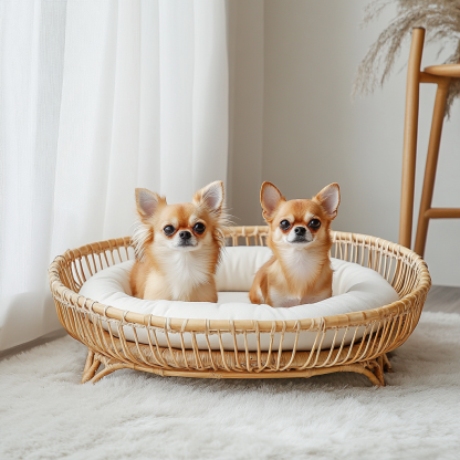 Pet bed, wicker dog bed, cat bed, American-style retro solid wood animal house furniture, Teddy Bichon Frise dog mattress - Image 5