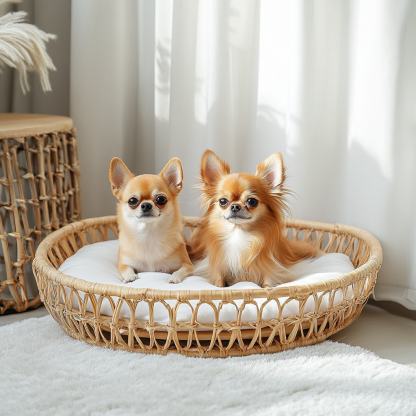 Pet bed, wicker dog bed, cat bed, American-style retro solid wood animal house furniture, Teddy Bichon Frise dog mattress - Image 4