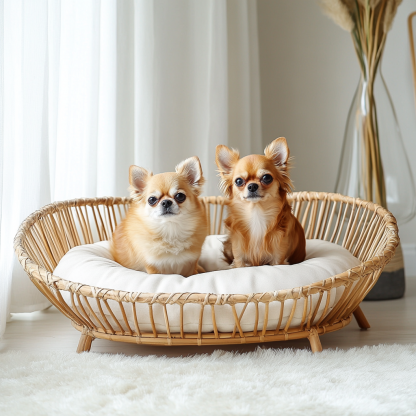 Pet bed, wicker dog bed, cat bed, American-style retro solid wood animal house furniture, Teddy Bichon Frise dog mattress - Image 6