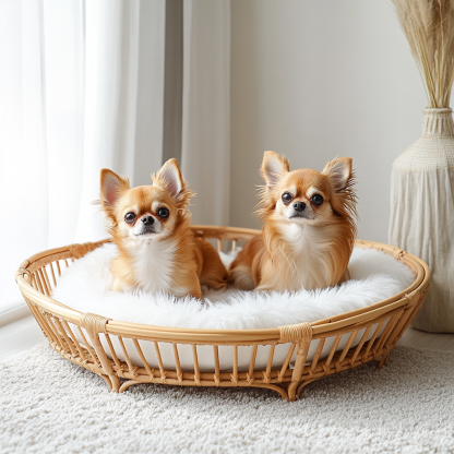 Pet bed, wicker dog bed, cat bed, American-style retro solid wood animal house furniture, Teddy Bichon Frise dog mattress - Image 9