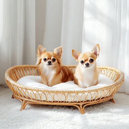 Pet bed, wicker dog bed, cat bed, American-style retro solid wood animal house furniture, Teddy Bichon Frise dog mattress - Image 6