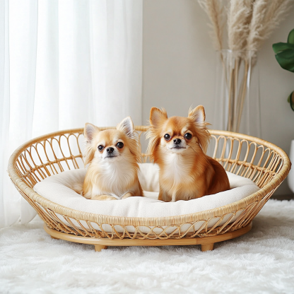 Pet bed, wicker dog bed, cat bed, American-style retro solid wood animal house furniture, Teddy Bichon Frise dog mattress - Image 7
