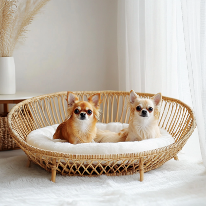 Pet bed, wicker dog bed, cat bed, American-style retro solid wood animal house furniture, Teddy Bichon Frise dog mattress - Image 8