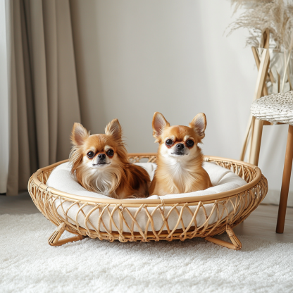 Pet bed, wicker dog bed, cat bed, American-style retro solid wood animal house furniture, Teddy Bichon Frise dog mattress - Image 5