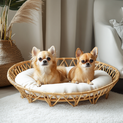 Pet bed, wicker dog bed, cat bed, American-style retro solid wood animal house furniture, Teddy Bichon Frise dog mattress - Image 4