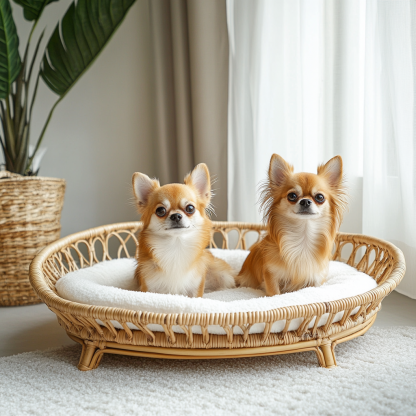 Pet bed, wicker dog bed, cat bed, American-style retro solid wood animal house furniture, Teddy Bichon Frise dog mattress - Image 5