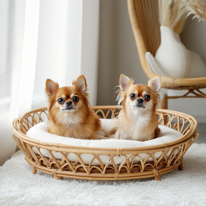 Pet bed, wicker dog bed, cat bed, American-style retro solid wood animal house furniture, Teddy Bichon Frise dog mattress - Image 4