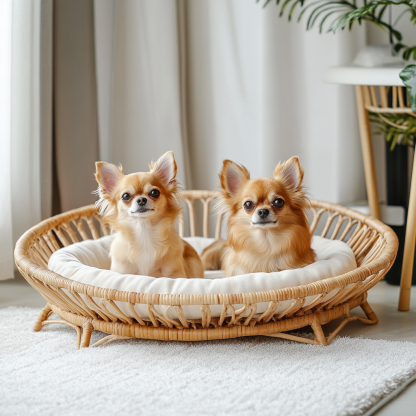 Pet bed, wicker dog bed, cat bed, American-style retro solid wood animal house furniture, Teddy Bichon Frise dog mattress - Image 3