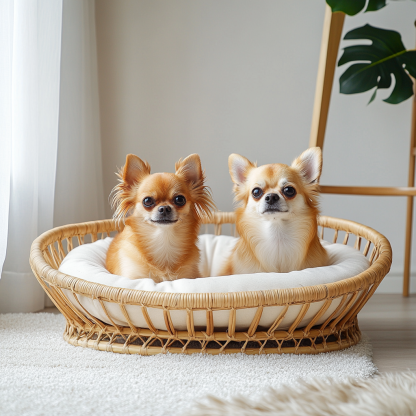 Pet bed, wicker dog bed, cat bed, American-style retro solid wood animal house furniture, Teddy Bichon Frise dog mattress - Image 4