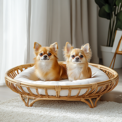 Pet bed, wicker dog bed, cat bed, American-style retro solid wood animal house furniture, Teddy Bichon Frise dog mattress - Image 2