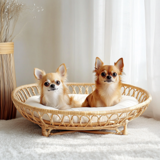 Pet bed, wicker dog bed, cat bed, American-style retro solid wood animal house furniture, Teddy Bichon Frise dog mattress