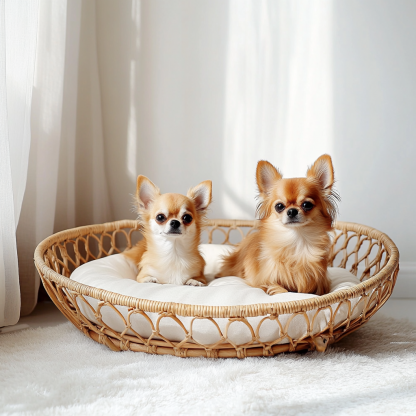 Pet bed, wicker dog bed, cat bed, American-style retro solid wood animal house furniture, Teddy Bichon Frise dog mattress - Image 3