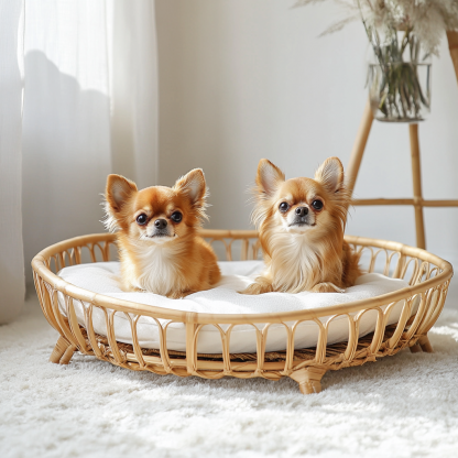 Pet bed, wicker dog bed, cat bed, American-style retro solid wood animal house furniture, Teddy Bichon Frise dog mattress - Image 6