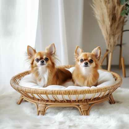 Pet bed, wicker dog bed, cat bed, American-style retro solid wood animal house furniture, Teddy Bichon Frise dog mattress - Image 7