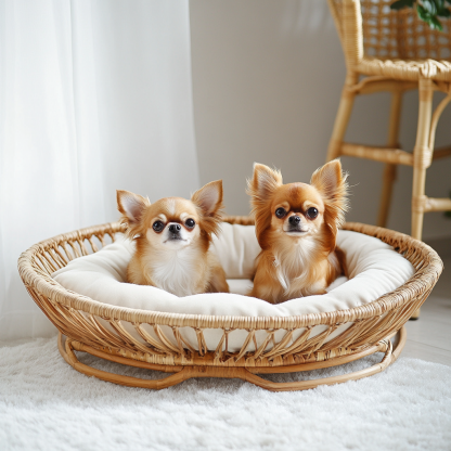 Pet bed, wicker dog bed, cat bed, American-style retro solid wood animal house furniture, Teddy Bichon Frise dog mattress - Image 9