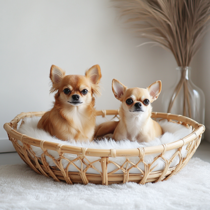 Pet bed, wicker dog bed, cat bed, American-style retro solid wood animal house furniture, Teddy Bichon Frise dog mattress - Image 2
