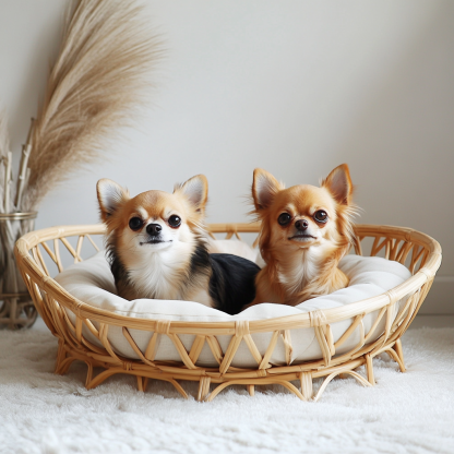 Pet bed, wicker dog bed, cat bed, American-style retro solid wood animal house furniture, Teddy Bichon Frise dog mattress - Image 7