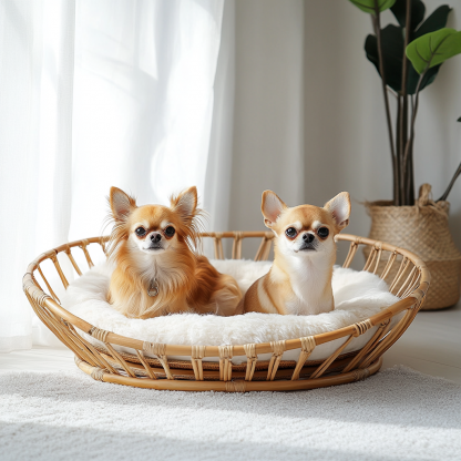 Pet bed, wicker dog bed, cat bed, American-style retro solid wood animal house furniture, Teddy Bichon Frise dog mattress - Image 6