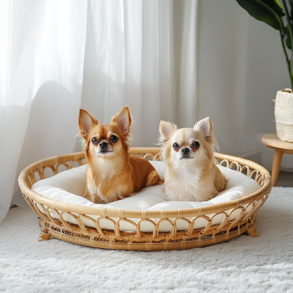Pet bed, wicker dog bed, cat bed, American-style retro solid wood animal house furniture, Teddy Bichon Frise dog mattress - Image 5