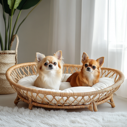 Pet bed, wicker dog bed, cat bed, American-style retro solid wood animal house furniture, Teddy Bichon Frise dog mattress - Image 4